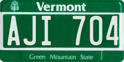 VT license plate AJI704
