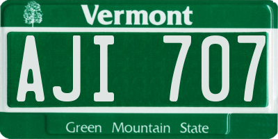VT license plate AJI707