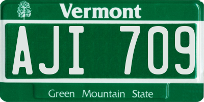 VT license plate AJI709