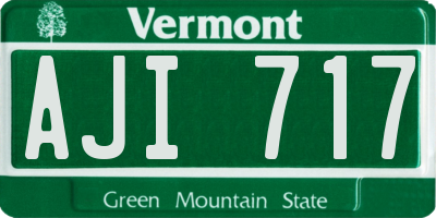 VT license plate AJI717