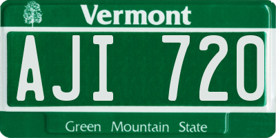 VT license plate AJI720
