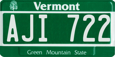 VT license plate AJI722