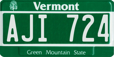 VT license plate AJI724