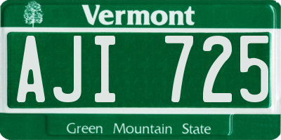 VT license plate AJI725