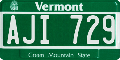 VT license plate AJI729