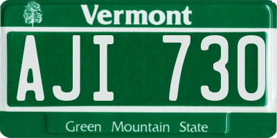 VT license plate AJI730