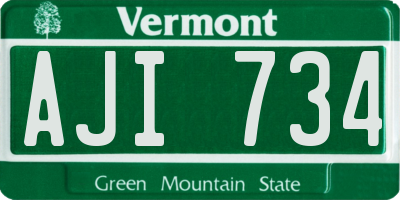 VT license plate AJI734