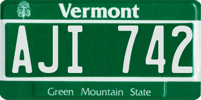 VT license plate AJI742