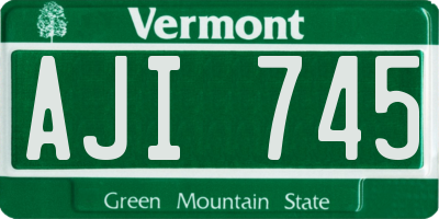 VT license plate AJI745