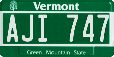 VT license plate AJI747