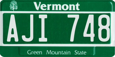 VT license plate AJI748