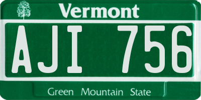 VT license plate AJI756