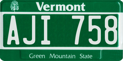 VT license plate AJI758