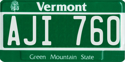 VT license plate AJI760