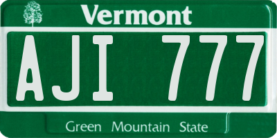 VT license plate AJI777