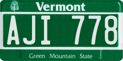 VT license plate AJI778