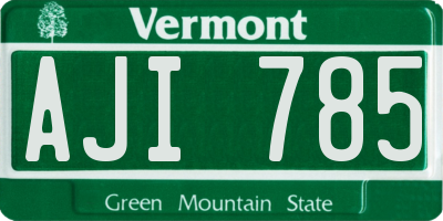 VT license plate AJI785