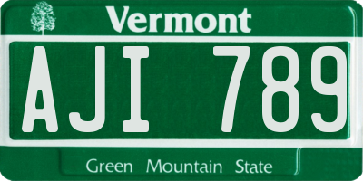 VT license plate AJI789