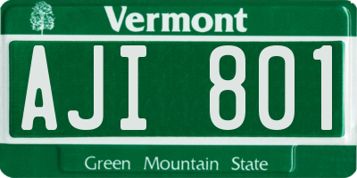 VT license plate AJI801