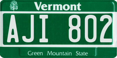VT license plate AJI802