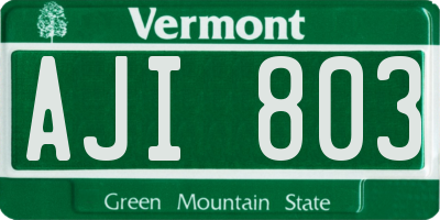 VT license plate AJI803