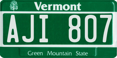 VT license plate AJI807