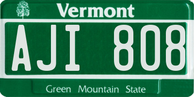 VT license plate AJI808