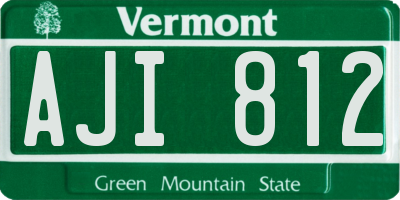 VT license plate AJI812