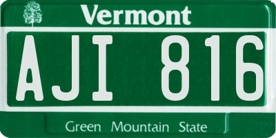 VT license plate AJI816