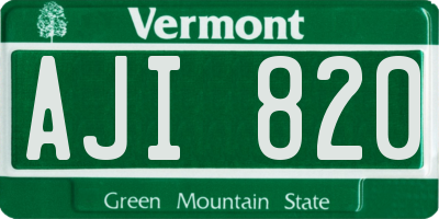VT license plate AJI820