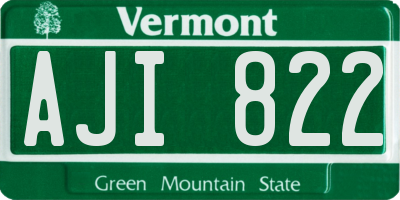 VT license plate AJI822