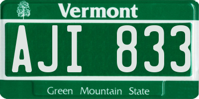 VT license plate AJI833