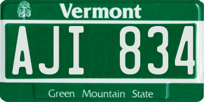 VT license plate AJI834