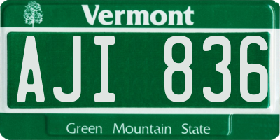 VT license plate AJI836