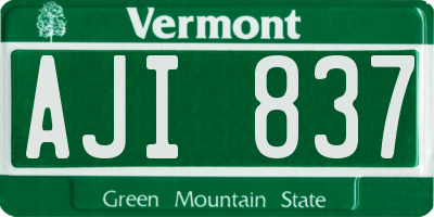 VT license plate AJI837