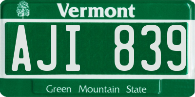 VT license plate AJI839