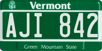 VT license plate AJI842