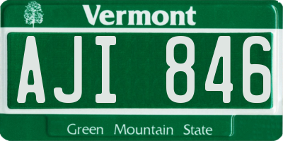 VT license plate AJI846