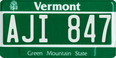 VT license plate AJI847