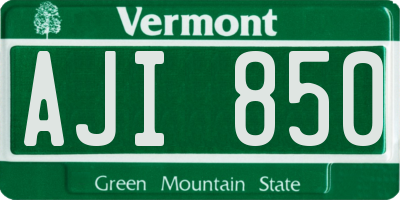 VT license plate AJI850