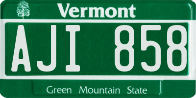 VT license plate AJI858