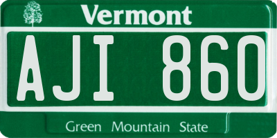 VT license plate AJI860