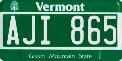 VT license plate AJI865