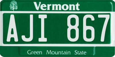 VT license plate AJI867