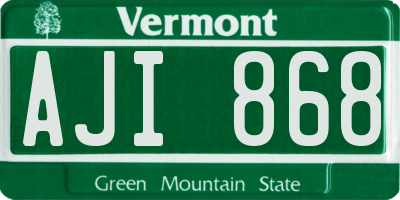 VT license plate AJI868