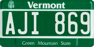 VT license plate AJI869
