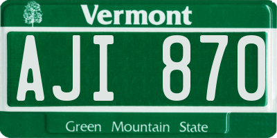 VT license plate AJI870