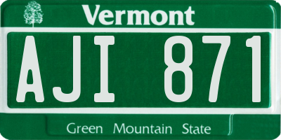 VT license plate AJI871