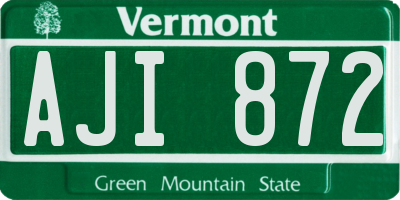 VT license plate AJI872