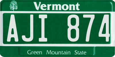 VT license plate AJI874